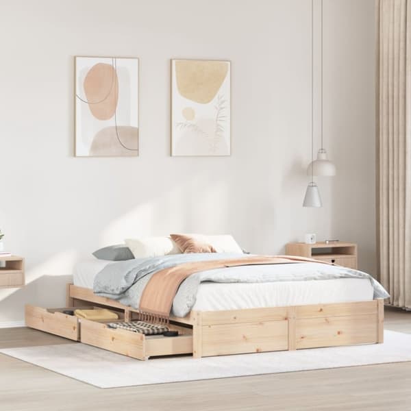 vidaXL sengeramme uden madras 140x190 cm massivt fyrretræ