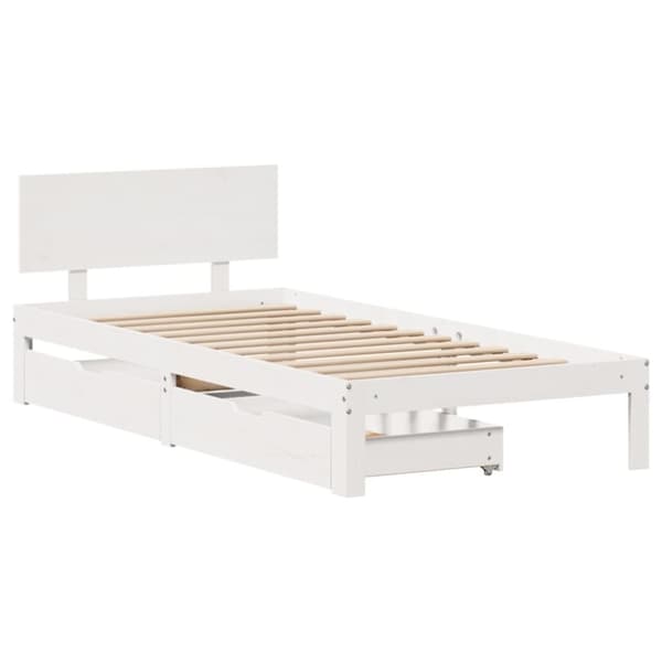 vidaXL sengeramme med skuffer 90x190 cm massivt fyrretræ hvid