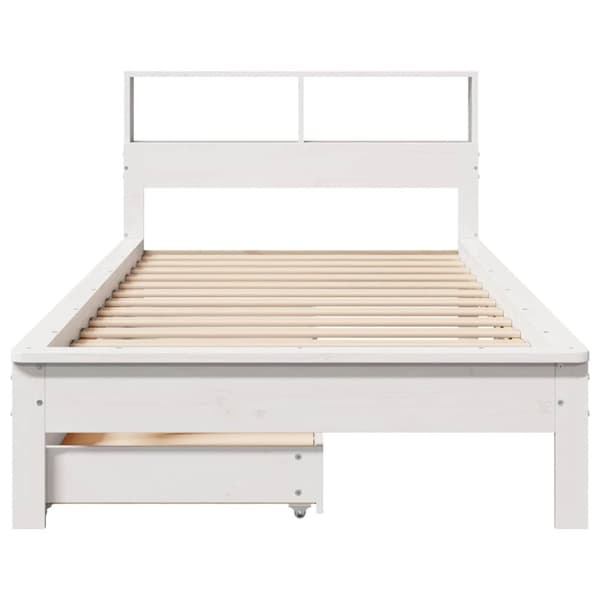 vidaXL Seng med bokhylle uten madrass hvit 100x200 cm heltre furu