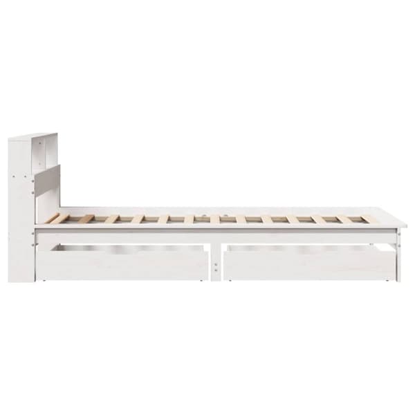 vidaXL Seng med bokhylle uten madrass hvit 100x200 cm heltre furu