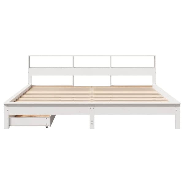 vidaXL Sänky kirjahyllyllä ei patjaa valkoinen 180x200 cm täysi mänty