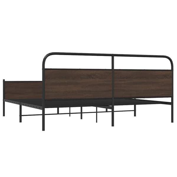 vidaXL Sengeramme i metall uten madrass brun eik 193x203 cm