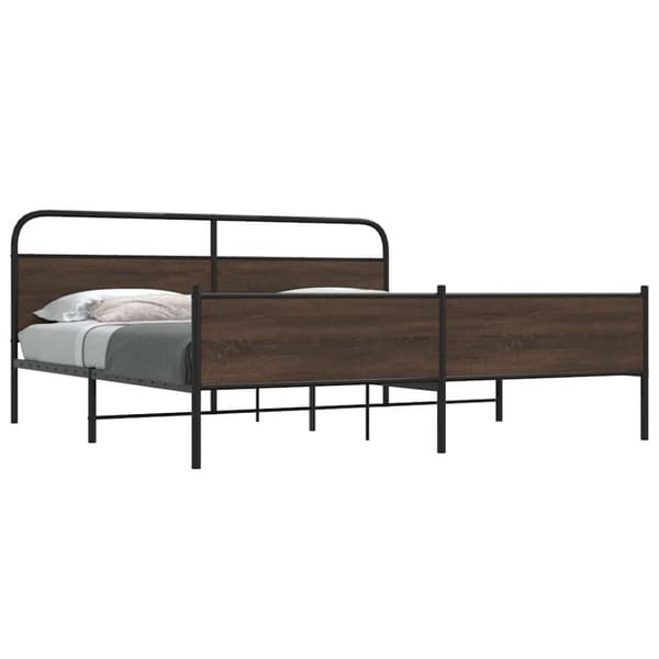 vidaXL Sengeramme i metall uten madrass brun eik 193x203 cm