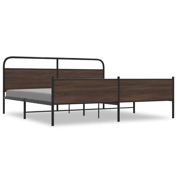 vidaXL Sengeramme i metall uten madrass brun eik 193x203 cm