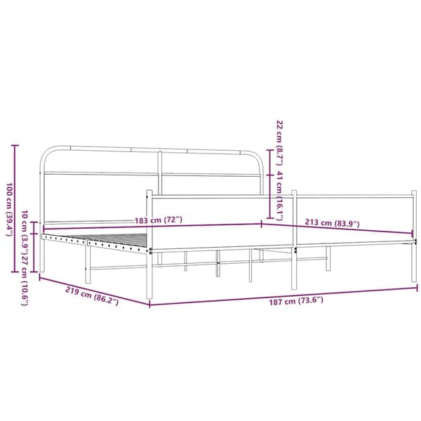 vidaXL sengeramme uden madras 183x213 cm metal brun egetræsfarve