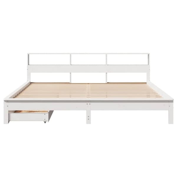 vidaXL seng med reol uden madras 200x200 cm massivt fyrretræ hvid