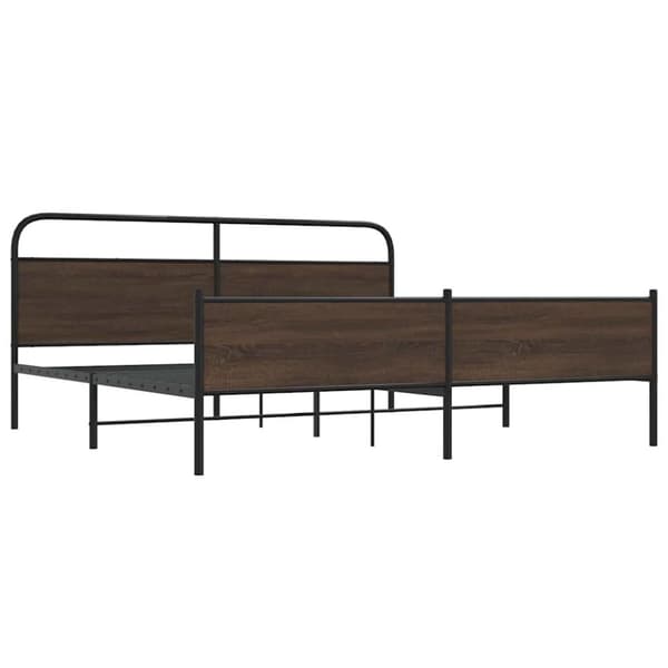 vidaXL Sengeramme i metall uten madrass brun eik 200x200 cm