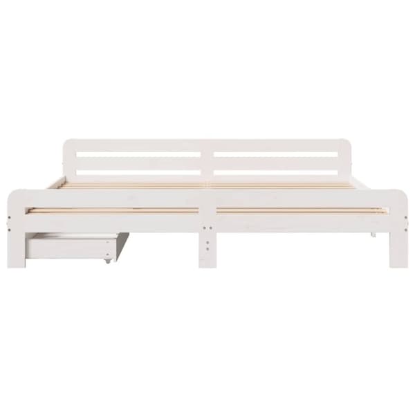 vidaXL Sängram utan madrass vit 200x200 cm massiv furu