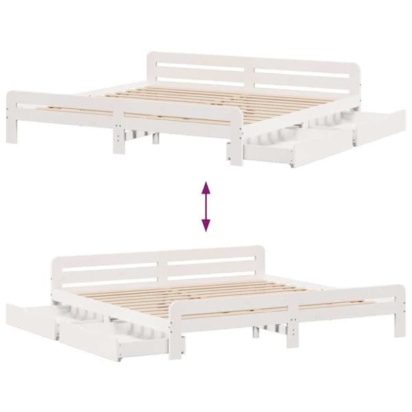 vidaXL Sängram utan madrass vit 200x200 cm massiv furu