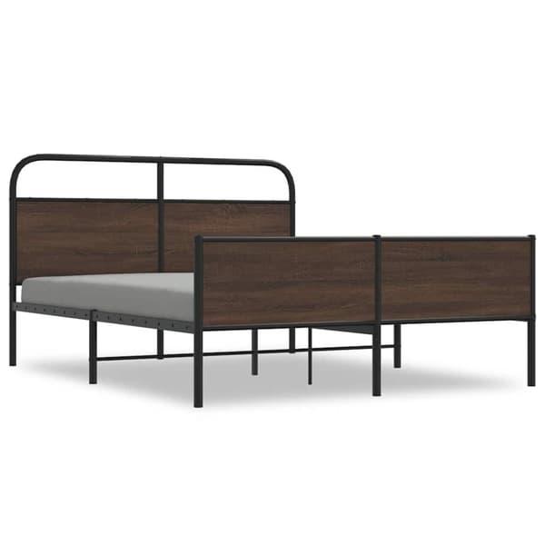 vidaXL Sengeramme i metall uten madrass brun eik 150x200 cm