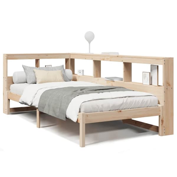 vidaXL Seng med bokhylle uten madrass 90x200 cm heltre furu