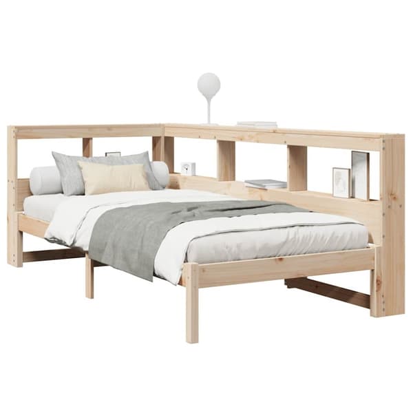 vidaXL Seng med bokhylle uten madrass 90x200 cm heltre furu