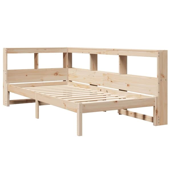 vidaXL Seng med bokhylle uten madrass 90x200 cm heltre furu