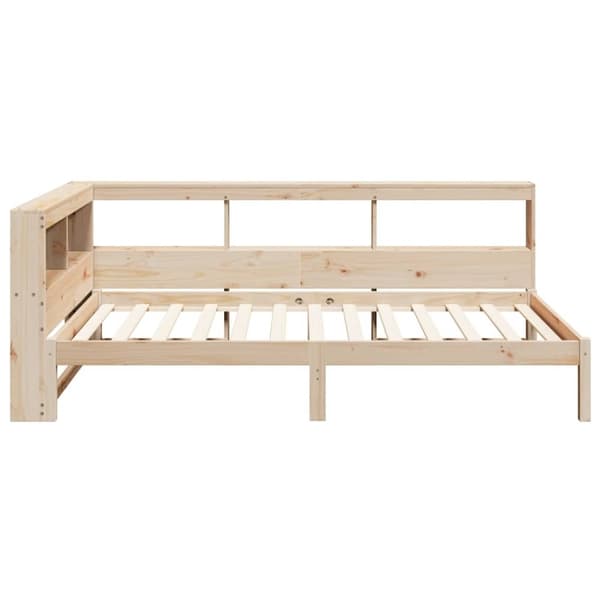vidaXL Seng med bokhylle uten madrass 90x200 cm heltre furu