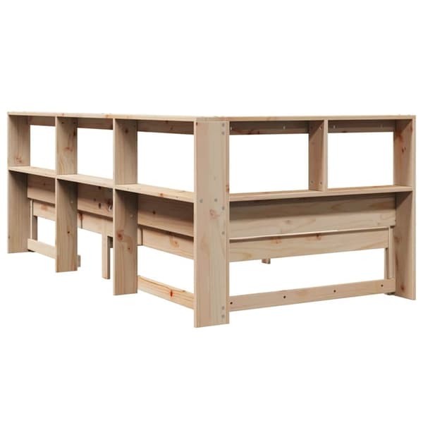 vidaXL Seng med bokhylle uten madrass 90x200 cm heltre furu