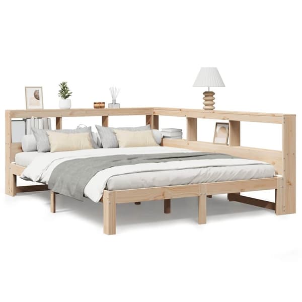 vidaXL Seng med bokhylle uten madrass 140x200 cm heltre furu