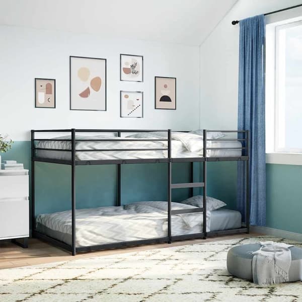 vidaXL Køyeseng uten madrass svart 90x190 cm stål