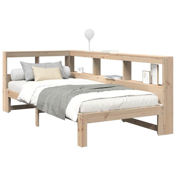 vidaXL Seng med bokhylle uten madrass 90x200 cm heltre furu