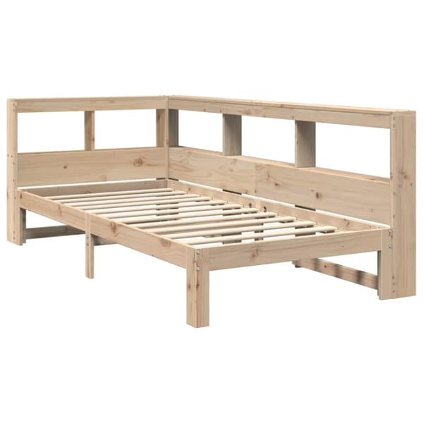vidaXL Seng med bokhylle uten madrass 90x200 cm heltre furu