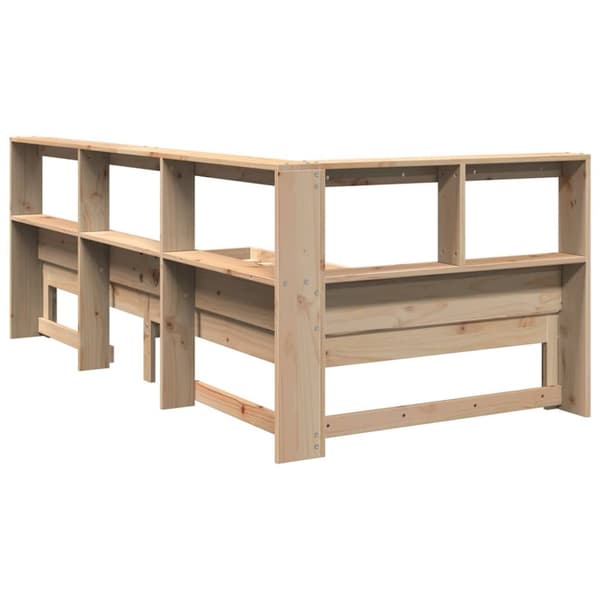 vidaXL Seng med bokhylle uten madrass 90x200 cm heltre furu