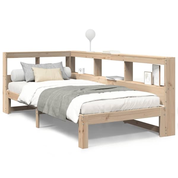 vidaXL Seng med bokhylle uten madrass 90x200 cm heltre furu