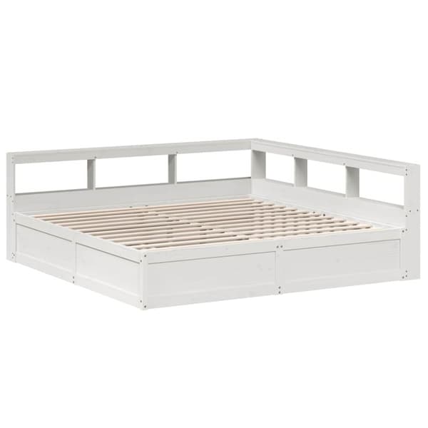 vidaXL Seng med bokhylle uten madrass hvit 180x200 cm heltre furu
