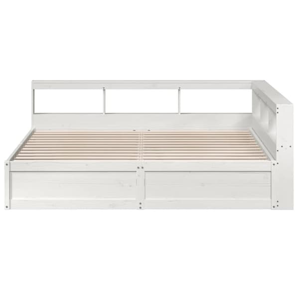 vidaXL Seng med bokhylle uten madrass hvit 180x200 cm heltre furu
