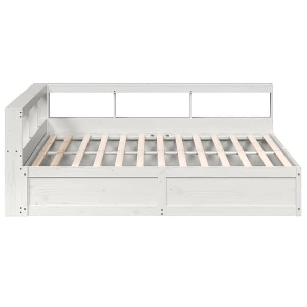 vidaXL Seng med bokhylle uten madrass hvit 180x200 cm heltre furu