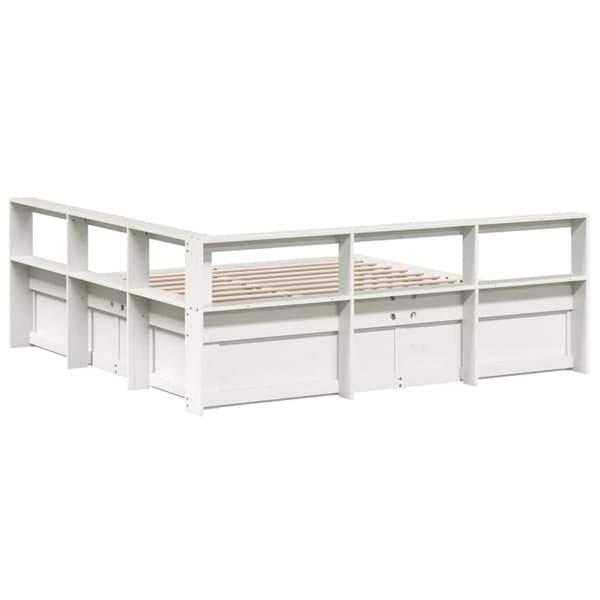 vidaXL Seng med bokhylle uten madrass hvit 180x200 cm heltre furu
