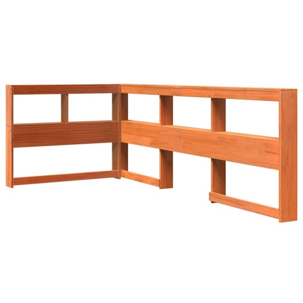 vidaXL Seng med bokhylle uten madrass voksbrun 75x190 cm heltre furu