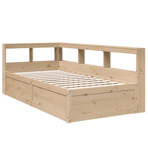 vidaXL Seng med bokhylle uten madrass 90x190 cm heltre furu