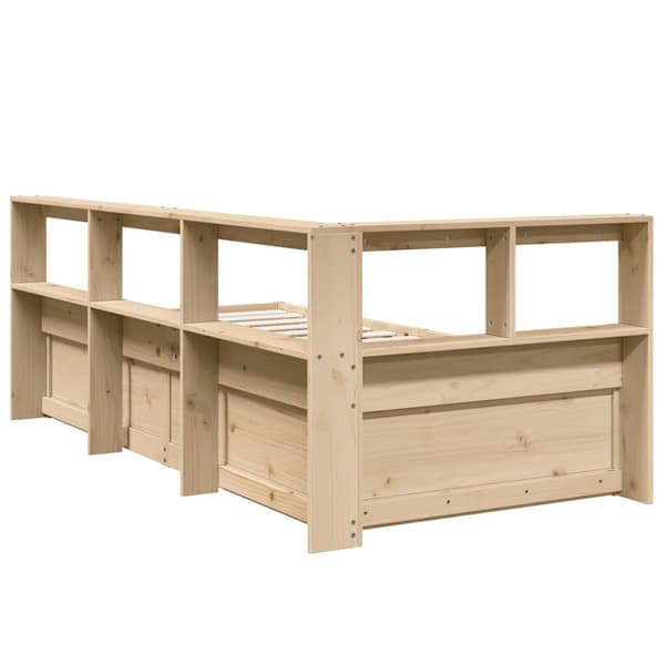 vidaXL Seng med bokhylle uten madrass 90x190 cm heltre furu