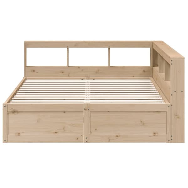 vidaXL Seng med bokhylle uten madrass 150x200 cm heltre furu