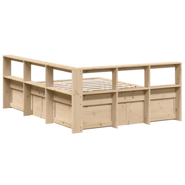 vidaXL Seng med bokhylle uten madrass 150x200 cm heltre furu