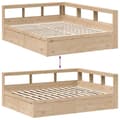Miniatyrbilde 11 av 11: vidaXL Seng med bokhylle uten madrass 150x200 cm heltre furu