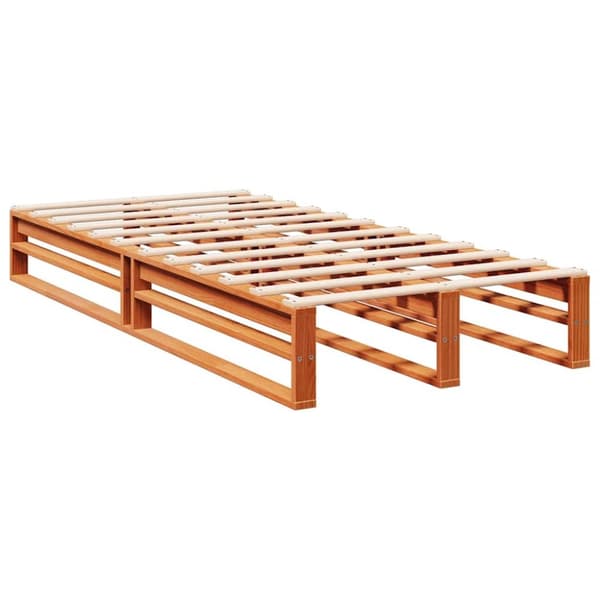 vidaXL Seng med bokhylle uten madrass voksbrun 75x190 cm heltre furu