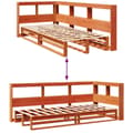 Miniatyrbilde 11 av 11: vidaXL Seng med bokhylle uten madrass voksbrun 75x190 cm heltre furu