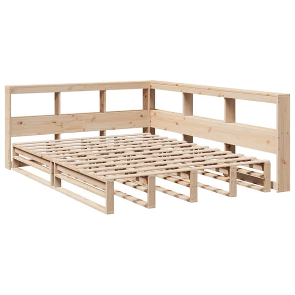 vidaXL Seng med bokhylle uten madrass 140x190 cm heltre furu