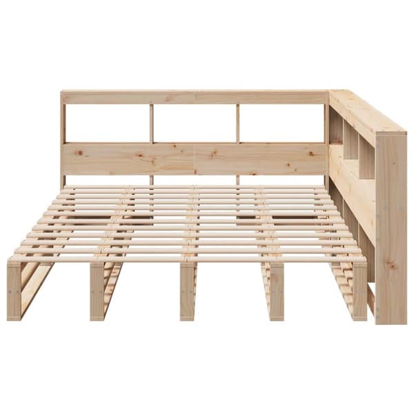 vidaXL Seng med bokhylle uten madrass 140x190 cm heltre furu