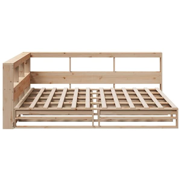 vidaXL Seng med bokhylle uten madrass 140x190 cm heltre furu
