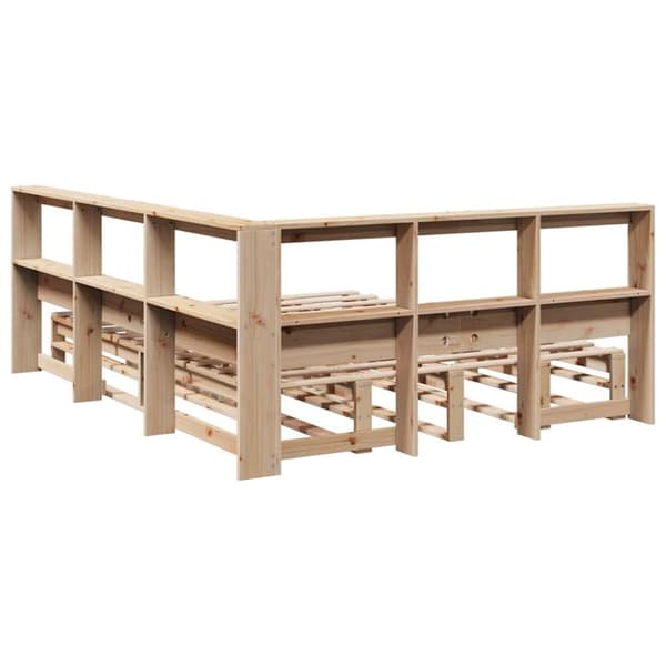 vidaXL Seng med bokhylle uten madrass 140x190 cm heltre furu