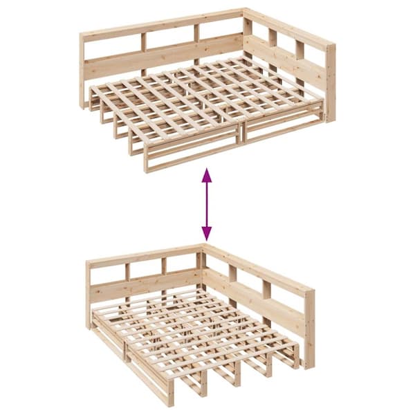 vidaXL Seng med bokhylle uten madrass 140x190 cm heltre furu
