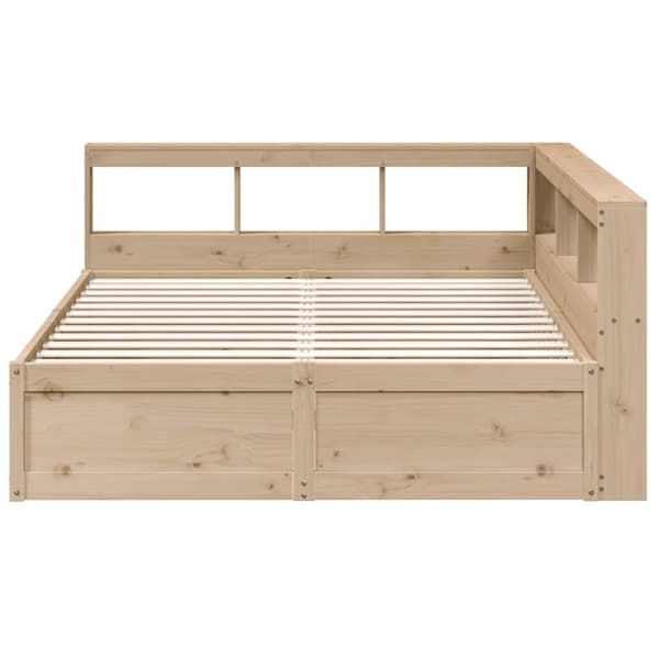 vidaXL Säng med bokhylla utan madrass 160x200cm massiv furu