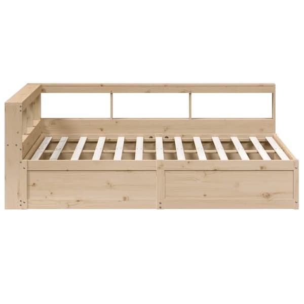 vidaXL Säng med bokhylla utan madrass 160x200cm massiv furu