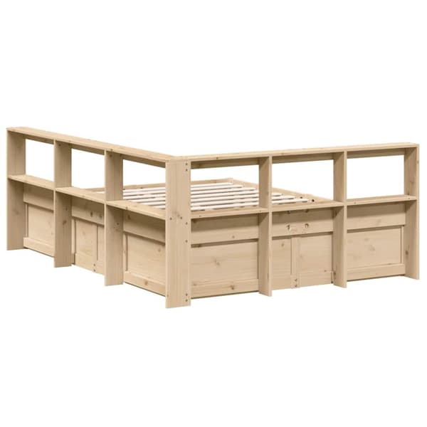 vidaXL Säng med bokhylla utan madrass 160x200cm massiv furu