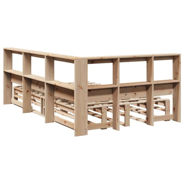 vidaXL Seng med bokhylle uten madrass 120x190 cm heltre furu