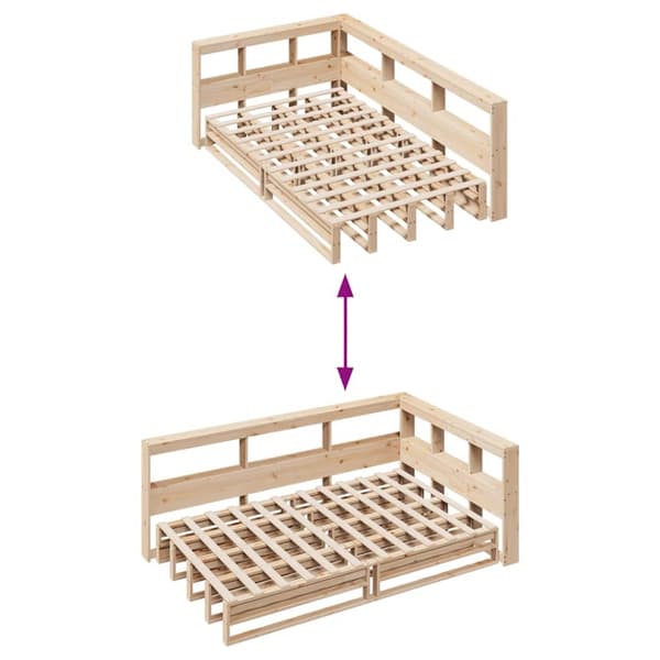 vidaXL Seng med bokhylle uten madrass 120x190 cm heltre furu