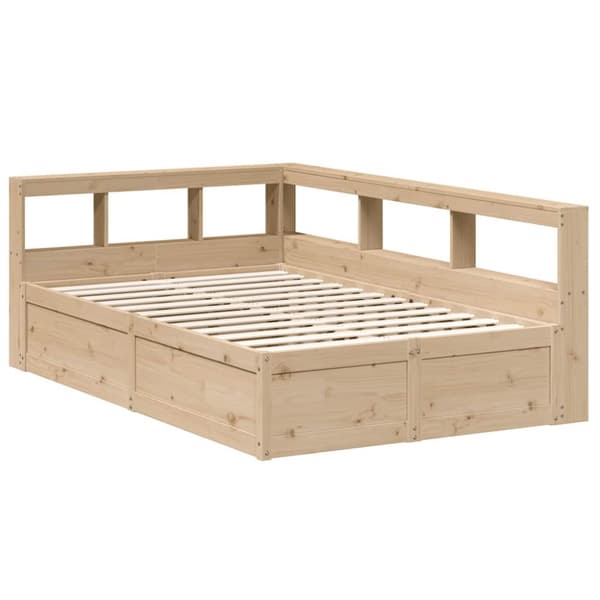 vidaXL Seng med bokhylle uten madrass 120x190 cm heltre furu