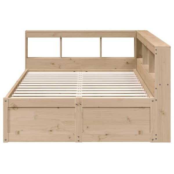 vidaXL Seng med bokhylle uten madrass 120x190 cm heltre furu