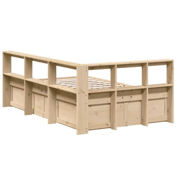 vidaXL Seng med bokhylle uten madrass 120x190 cm heltre furu